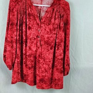 Notations Red Floral Women's Blouse
